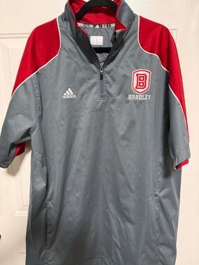 adidas Grey and Red Bradley Quarter-Zip Pullover